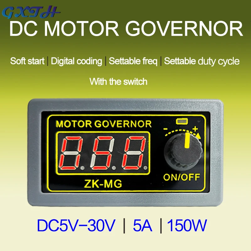 

DC5-30V 5A 150W PWM DC Brush Motor Governor Digital Display Encoder Duty Cycle Frequency Switch ZK-MG