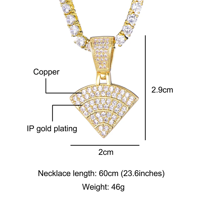 الهيب هوب مثلج خارج بلينغ واي فاي رمز زركون القلائد و المعلقات للرجال مجوهرات مع سلسلة تنس #2