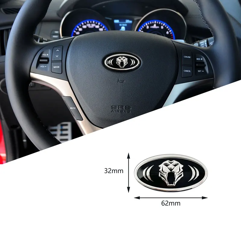 Car Styling Tiger Emblem Badge Car Front Hood Rear Trunk & Steering Wheel Sticker For KIA Cerato Sportage R K2 K3 K5 RIO Sorento