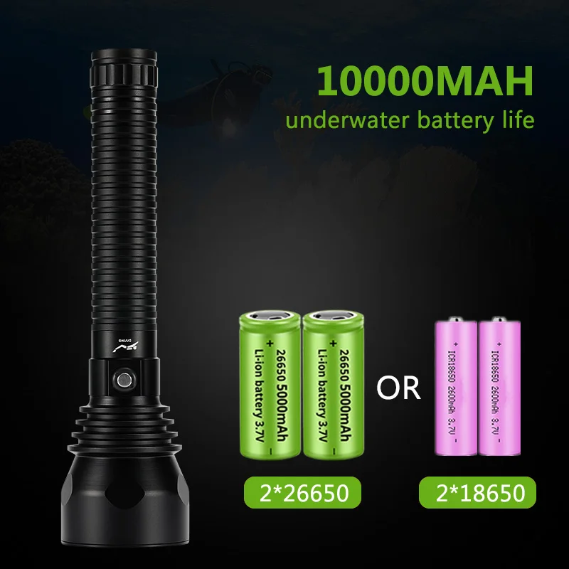 10000mAh XHP90.3 Most Powerful LED Scuba Diving Flashlight 200m Underwater Torch 4000LM Waterproof XHP70 Dive Lamp Lantern Light