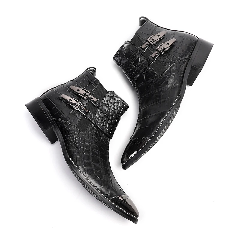 Autumn Man Social boots Cowhide Rivet Boots Personality The fashion show Boots Men's Boots