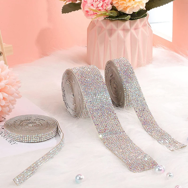 1Yard Crystal Diamond Sticker Creative Personality Rhinestone Strip Sheet Self Adhesive Ribbon DIY Handmade Car Phone Decorate