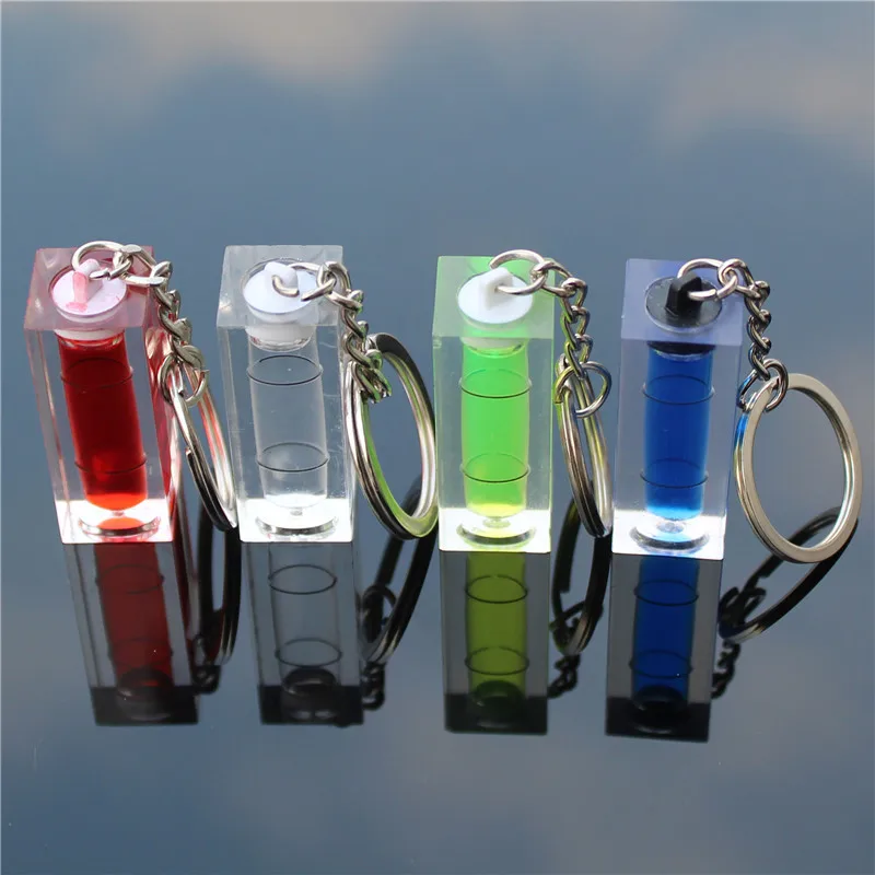 HACCURY plastic bubble Level Keychain Level Square Level with Sub-chains for Photo Frame Wall hanging TV Size 40*15*15mm