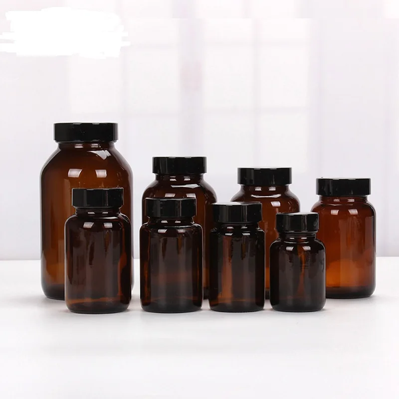 12-200ML Big Head Amber Brown Glass Bottle Aromatherapy Liquid For Essential Basic Massage Oil Pipette Bottles Refillable