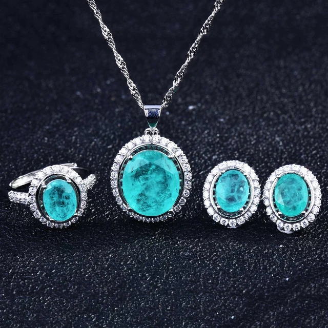 Paraiba Tourmaline Gemstone shops Jewelry Set