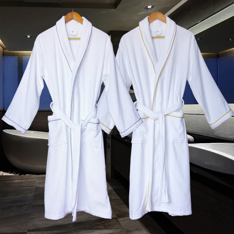 

Autumn Winter Home Night Gown Pure Cotton Warm Men Women Simplicity Sleepwear Velvet Bath Robe Soft Absorbent 5 Star Hotel Robes