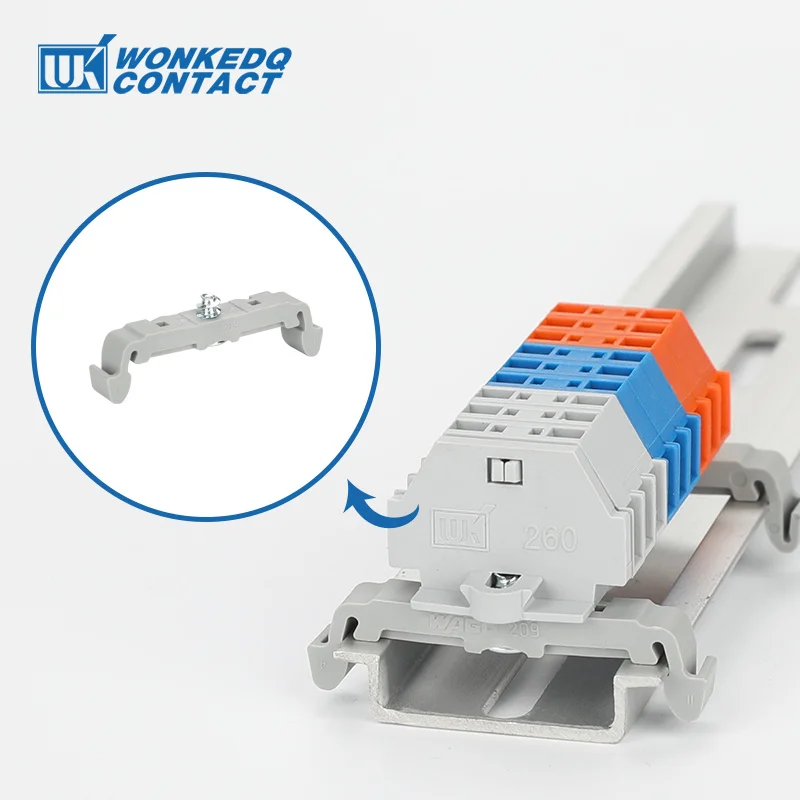 209-123 10Pcs Din Rail Carrier For 260,261,262 Series Terminal Block Spring Cage Terminals Fixed Holder Mounting Foot With Screw