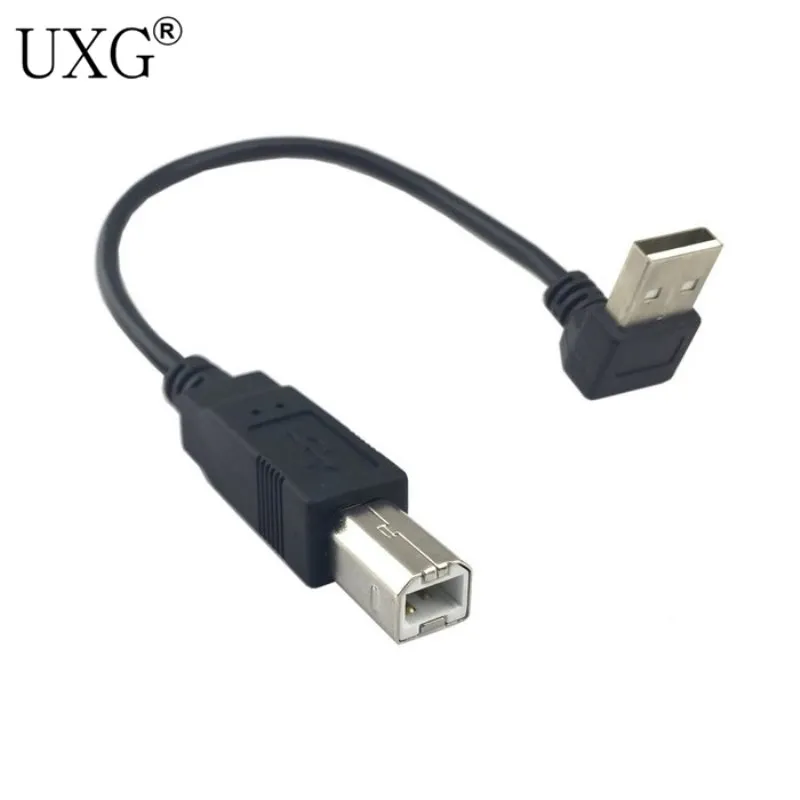 Down Angled 90 Degree USB 2.0 Male To B Type Male Cable For Printer Scanner Hard Disk 20cm