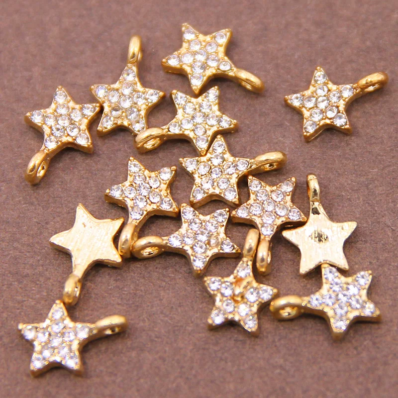 10 sztuk 13*9mm metalowy stop cynkowy MINI inkrustowane dżetów Pentagram gwiazda Charms do tworzenia biżuterii biżuteria akcesoria