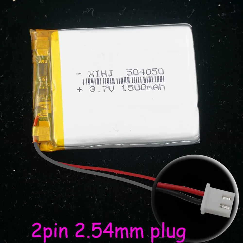 リチウムポリマー電池504050 JST, 2ピン,GPS用2.54コネクタ,Bluetoothスピーカー,メガネ,車のカメラ,3.7v,1500mah,5.55wh