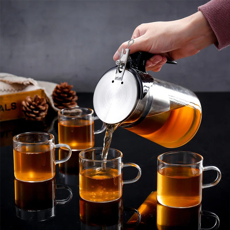 750Ml Glass Teapot Heat Resistant With 304 stainless steel Tea Infuser Filter for oolong green and  black and pu erh tea