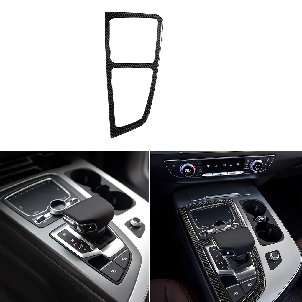 Carbon Fiber Car Accessories Interior Inside Control Gear Box Shift Panel Cover Trim Stickers For Audi Q7 SQ7 4M 2016-2019