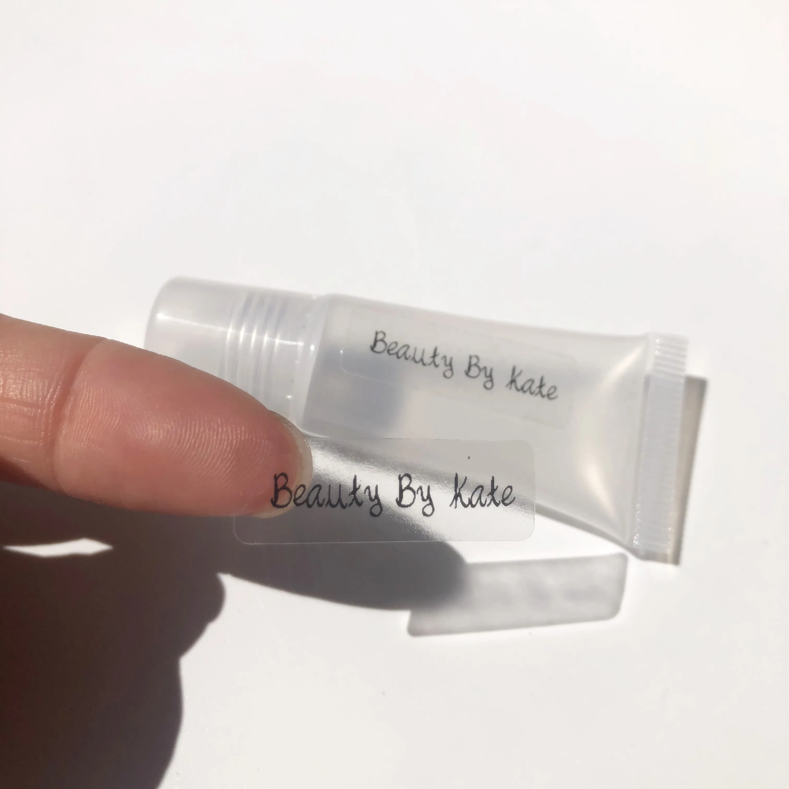 1X 3cm Custom Lip Balm Soft Tube label personalize Makeup Squeeze Clear Lip Gloss Container Tiny stickers (tube not include)