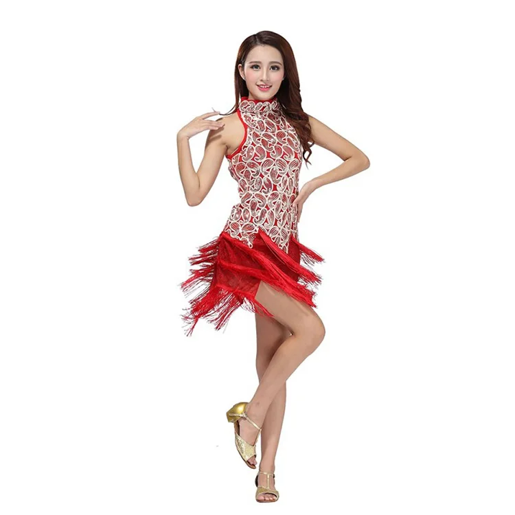 Vrouwen Kleurrijke Sexy Bling Latin Pailletten Jurk Ballroom Salsa Samba Rumba Tango Cha Cha Dans Prestaties Jurk