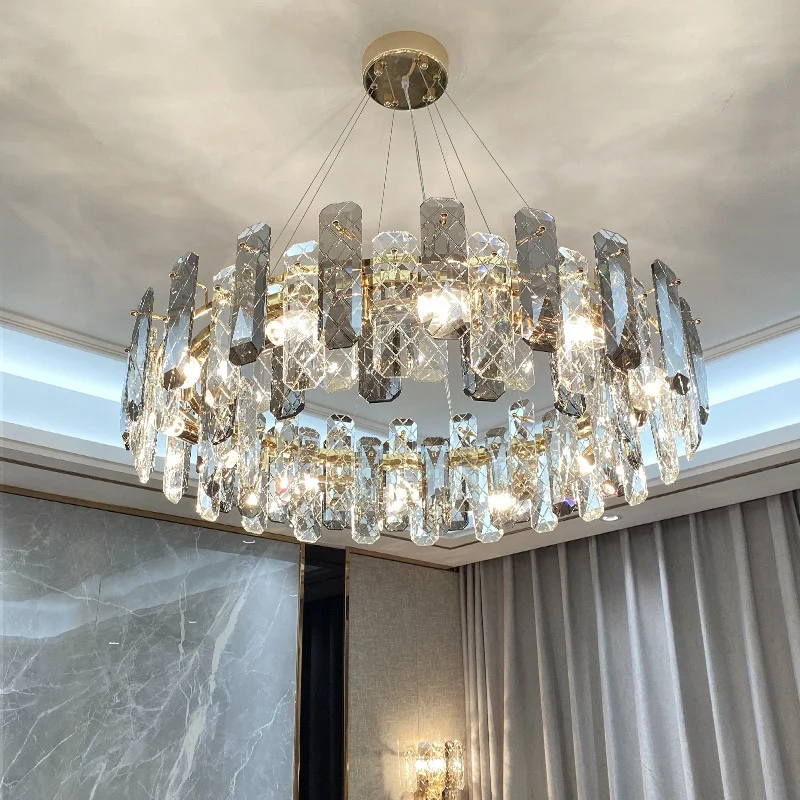 

Modern crystal chandelier living room light contracted atmosphere dining room light luxurious geometric crystal decorative light