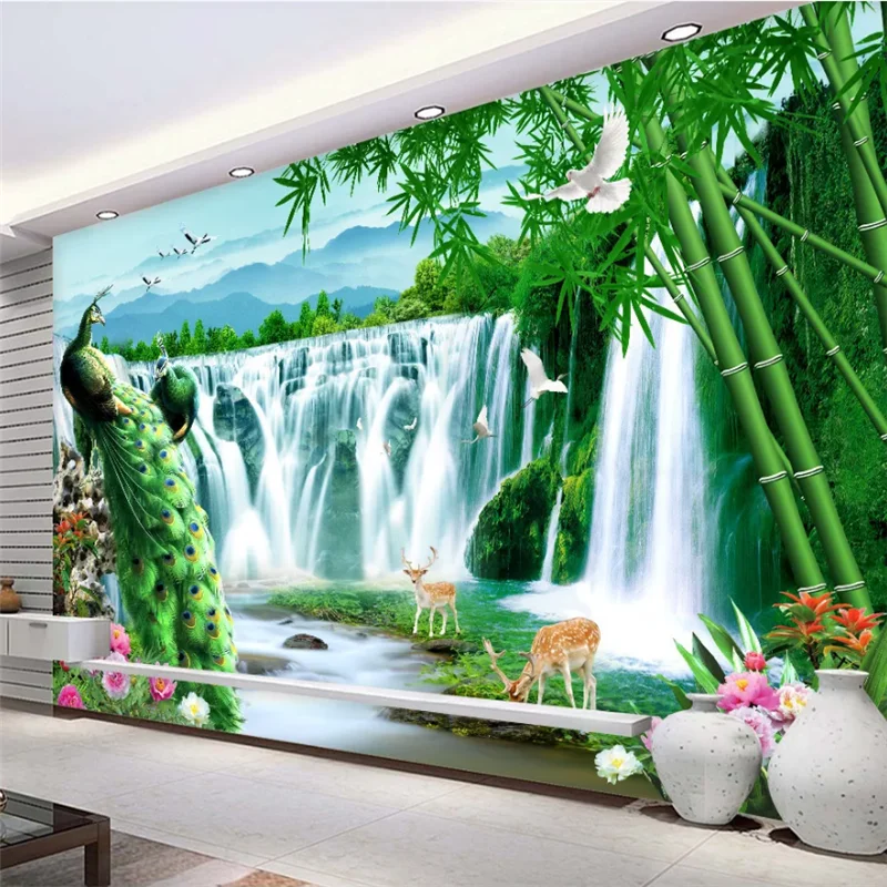 beibehang Custom wallpaper 3d peacock water aquatic treasure cornucopia landscape TV background wall papel de parede 3d фотообои