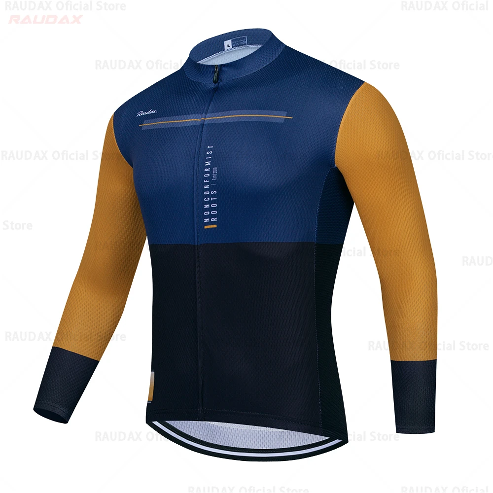 RAUDAX 2021 Mens Long Sleeve Cycling Jersey Mtb Cycling Clothing Breathable Bicycle Maillot Ropa Ciclismo Sportwear Bike Clothes