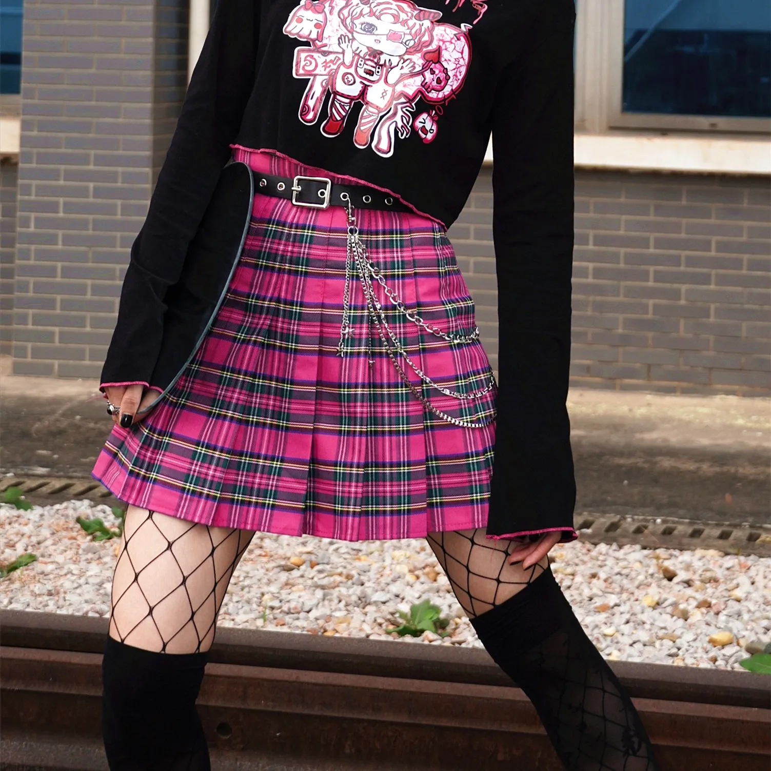 Harajuku hot girl black sweet cute JK Pleated Plaid Skirt Soft girl y2k high-waisted Japanese Kawaii Rose Pink plaid skirt