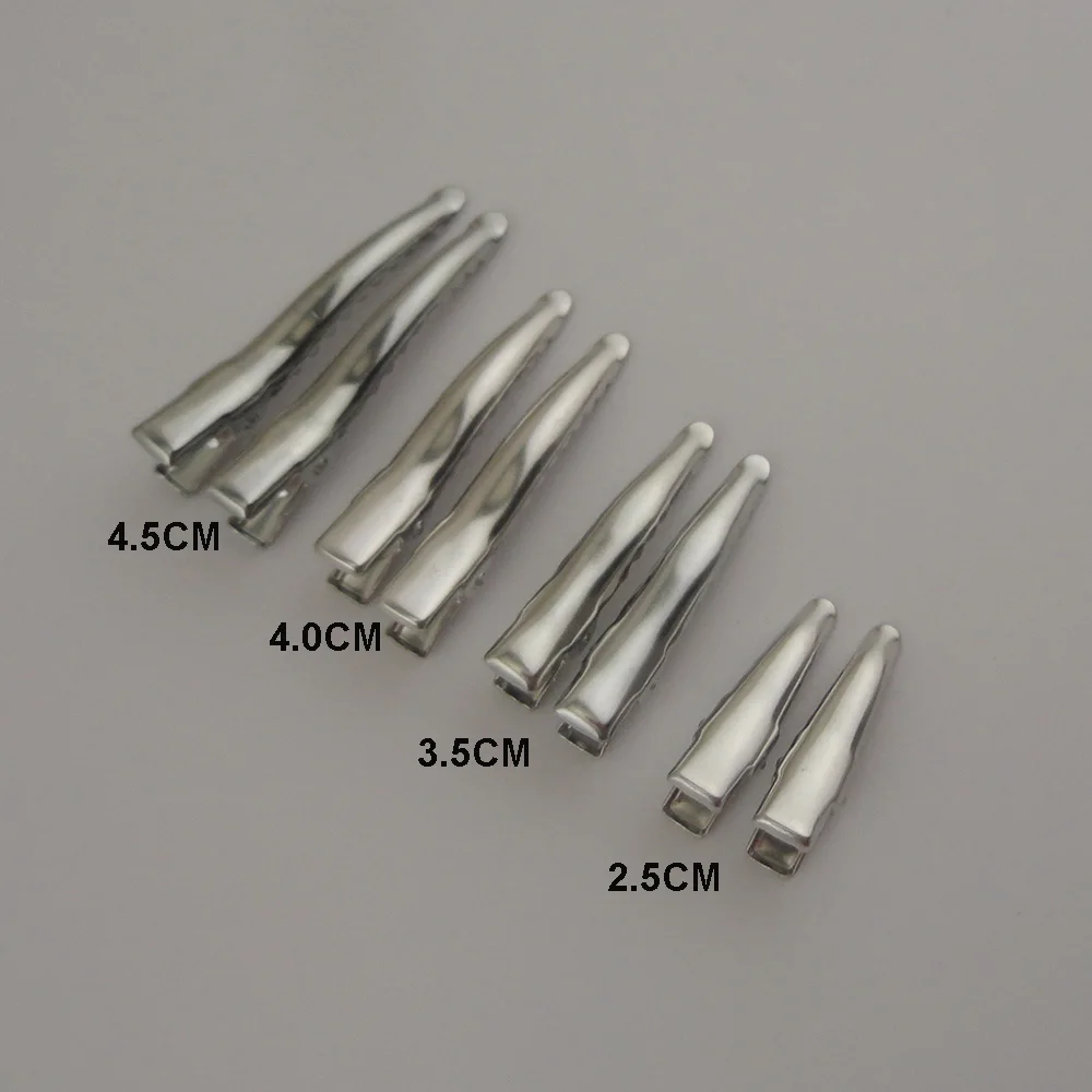 100PCS  Various Sizes Single Prong Metal Alligator Clips with teeth kids Plain Beak Hairpins For DIY Lead free Nickle free view 4