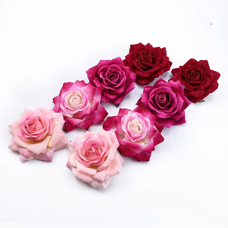 Imagem -04 - Rosas Grandes Artificiais Flor para Decoração de Casa Grinaldas de Natal Acessórios Nupciais Apuramento Headwear Broche 10cm 50 Pcs