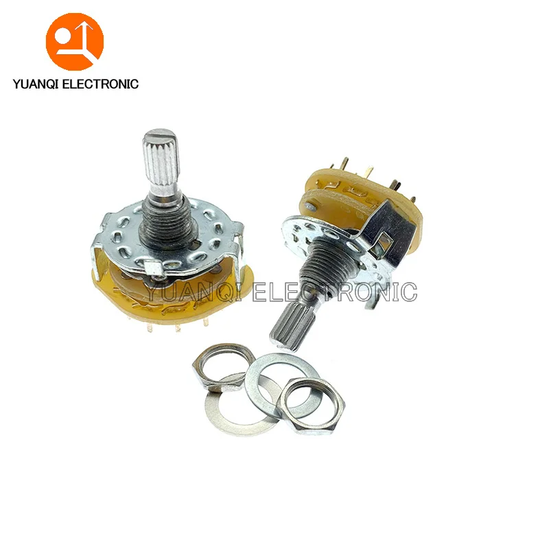 1pc RS25 Band switch 1P11T 2P4T 2P5T 2P6T 3P3T 3P4T 4P3T Rotary Switch Selector Band Knurl Shaft Panel Mount