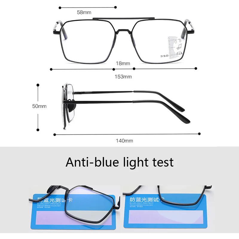 Occhiali da lettura da sole multi-focus progressivi Anti luce blu diottrie 1.0 1.5 2.0 2.5 3.0 3.5 4.0 uomo donna occhiali da presbiopia