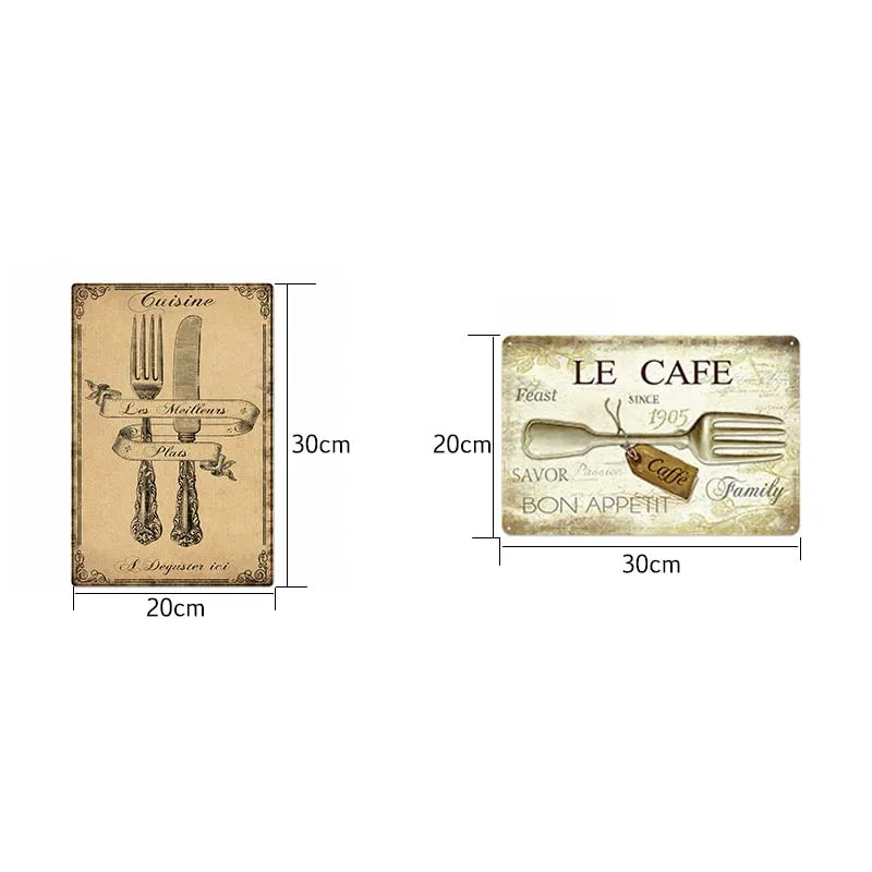 Kitchen Vintage Metal Tin Sign Retro Posters Food Plate Pub Bar Kitchen Dinning Room Wall Decoration Home Decor 20*30cm