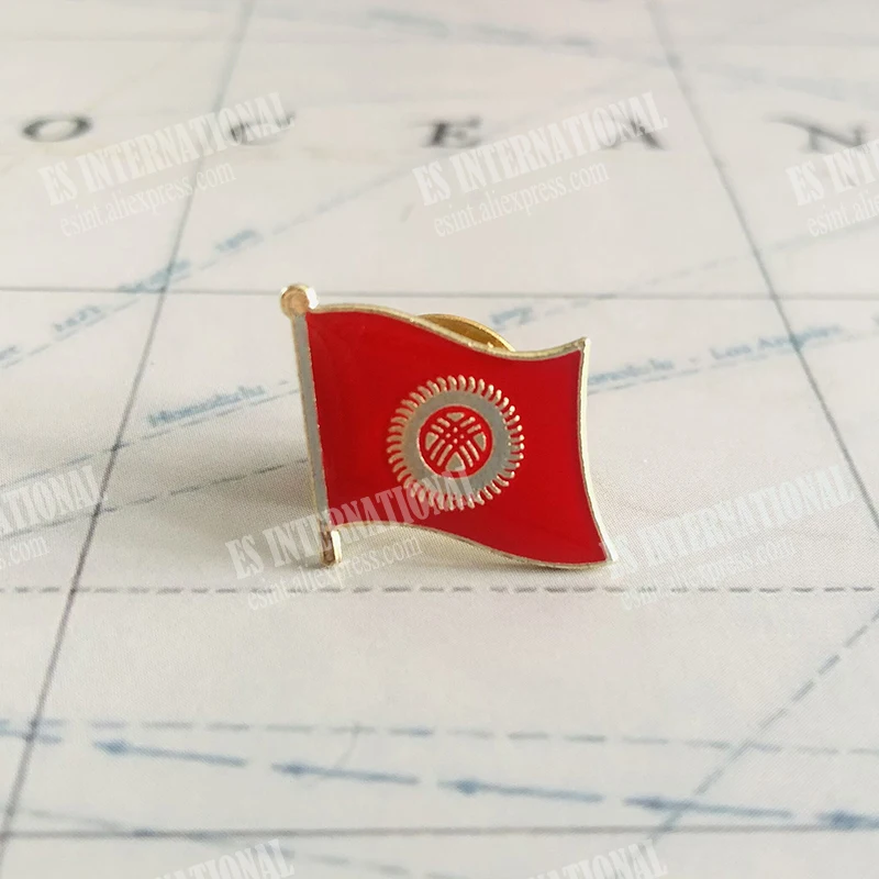 KYRGYZSTAN National Flag Embroidery Patches Badge Shield And Square Shape Pin One Set On The Cloth Armband Backpack Decoration