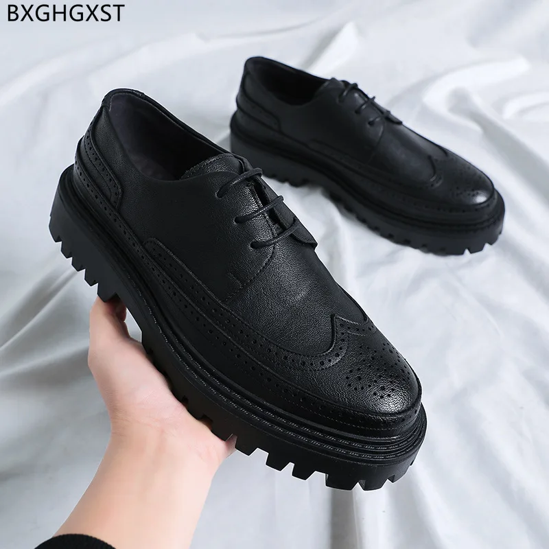Italian Leather Shoes Men Classic Italian Casual Business Shoes Men Black Brogues Men Formal Shoes 2024 Chaussure Homme Zapatos image 2
