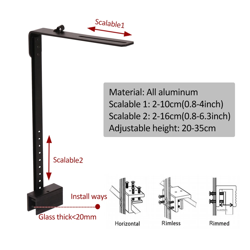 PopBloom-LED-Aquarium-Arm-Montage-Kit für Meeresfische, Korallenriff, LPS-Frisch pflanze, Beleuchtungs zubehör, Montage weg