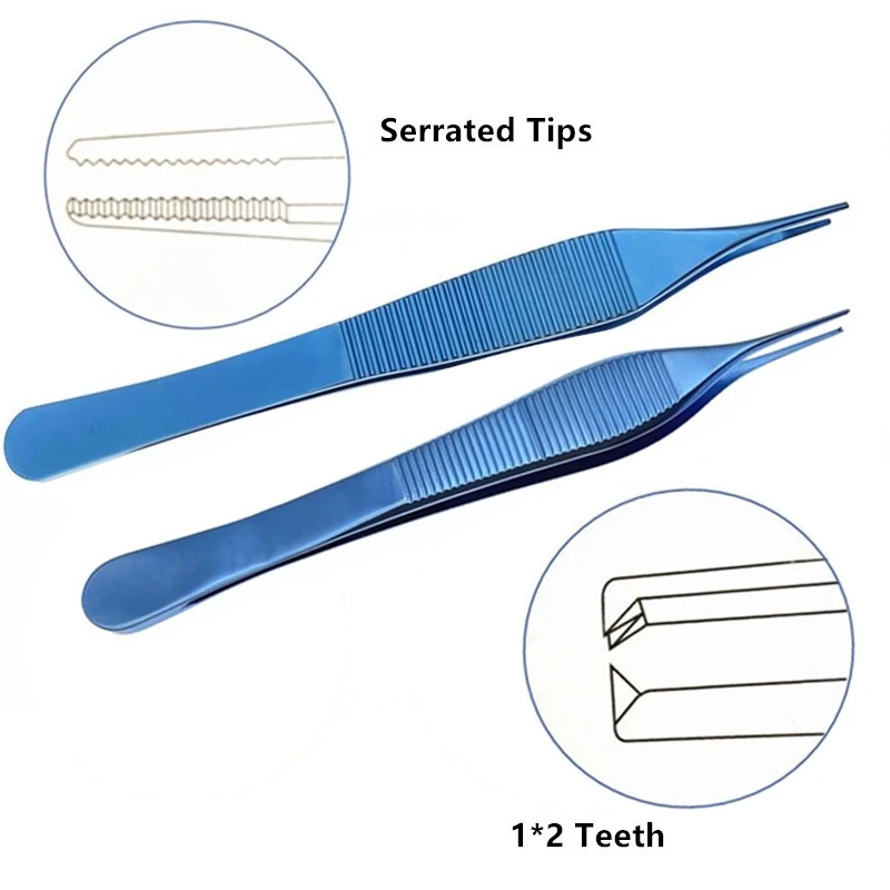 Titanium Adson Tissue Forceps Serrated Tips/Teeth Ophthalmic Eye Surgical Instrument