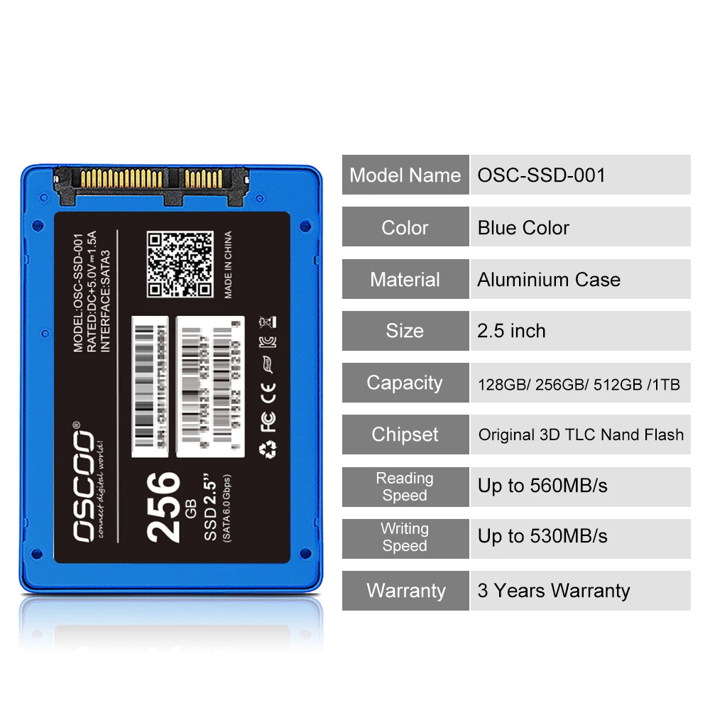 OSCOO 2.5 pollici SATA3 SSD 128GB 256GB 512GB 1TB Hard Disk per laptop Desktop Notebook Ssd Hard Disk