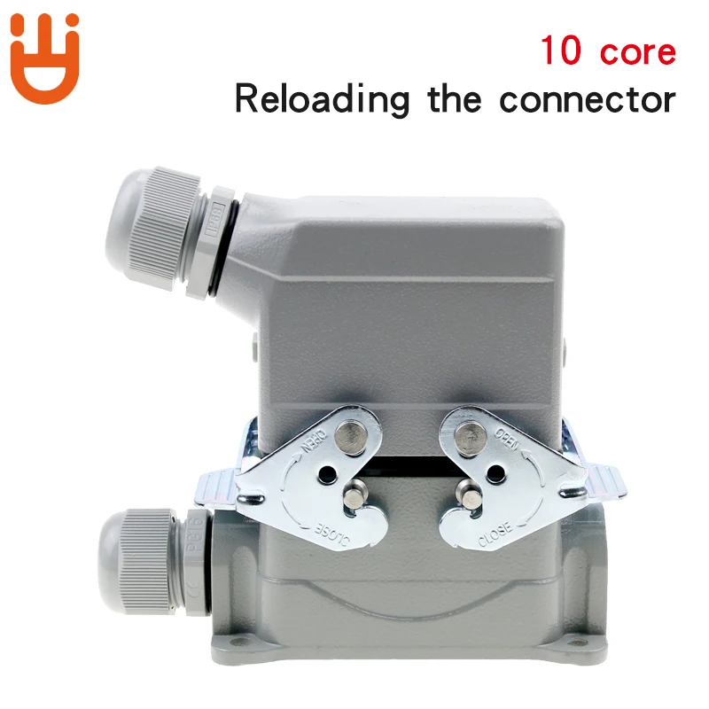 Rectangular heavy-duty connector he-10-5-10 10 core side ejection base  cover  high base cover aviation plug 16A