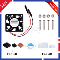 52Pi 1 Set DC 5V 30*30*7 Cooling Fan 3007 Heat Sink Kit or 2 Set / 4 Set Pack for Raspberry Pi 4B Pi 4 Model B / 3 B + / 3