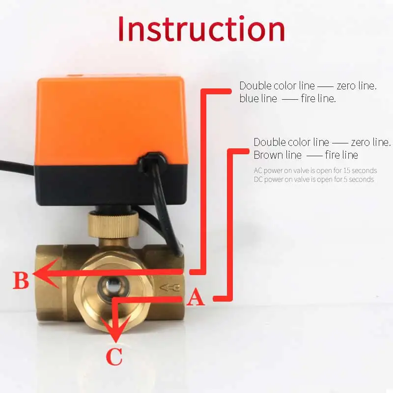 DN15 / 20/25 3-way motorized ball valve three-way electric control two-way AC 220V LSD tool plubing disc brass ball valve