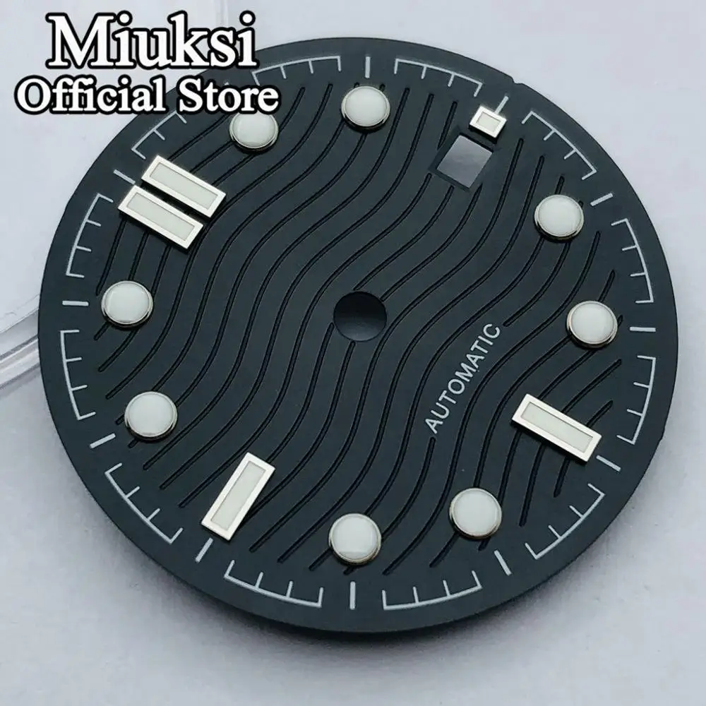 Miuksi 31mm black blue green gray watch dial luminous fit NH35 NH36 ETA2824 2836 Miyota8205 8215 Mingzhu DG2813 3804 movement