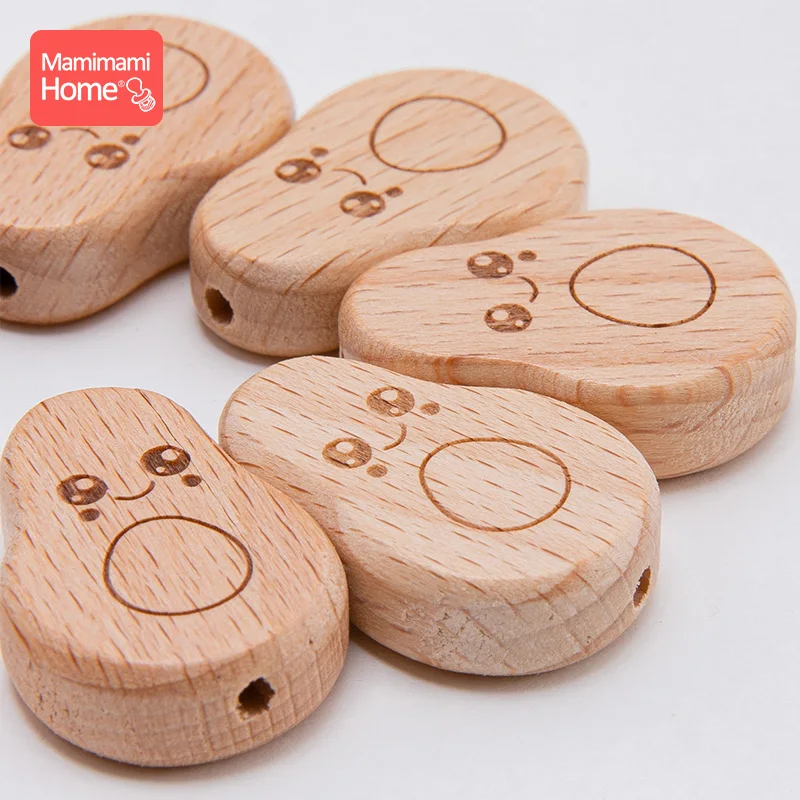 10Pc Wooden Beads Baby Teether Beech Avocado Bead DIY Teething Pacifier Chain Necklace BPA Free Wood Baby Accessories Nurse Gift