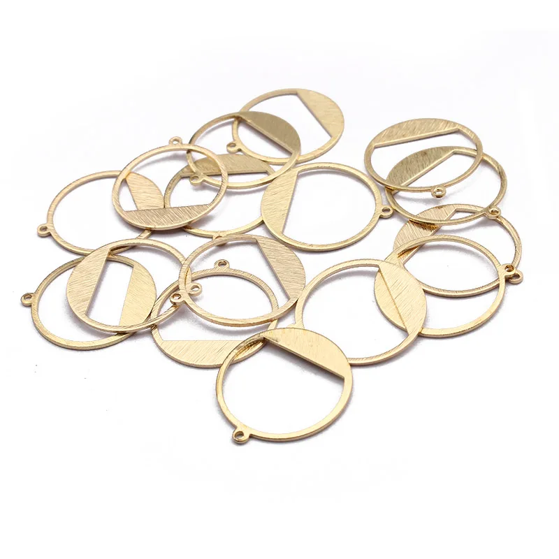 20pcs Fashion Raw Brass Charms Open Round Pendant For DIY Earring Jewelry Making Geometric Pendant Accessories Handmade Making