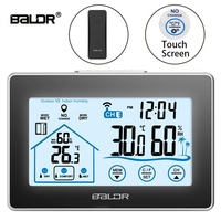 Baldr Wireless Weather Station Touch LCD Screen Thermometer Hygrometer Indoor Outdoor Forecast Sensor Calendar Indicator 3 CH