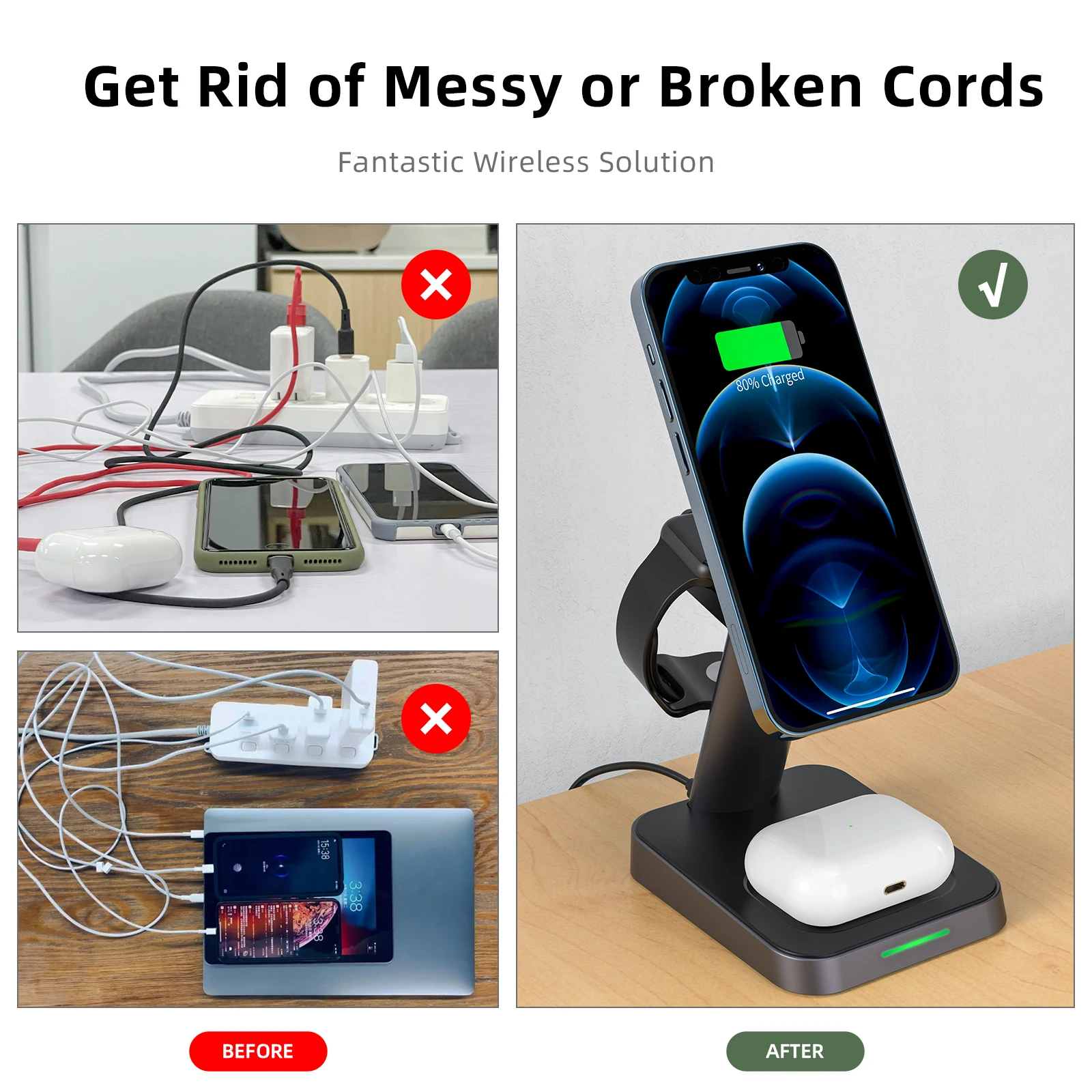 ACEFAST-estación de carga inalámbrica magnética 3 en 1, soporte de carga rápida para iPhone 12, 13 Pro, Max, 12, 13, AirPods 2 Pro