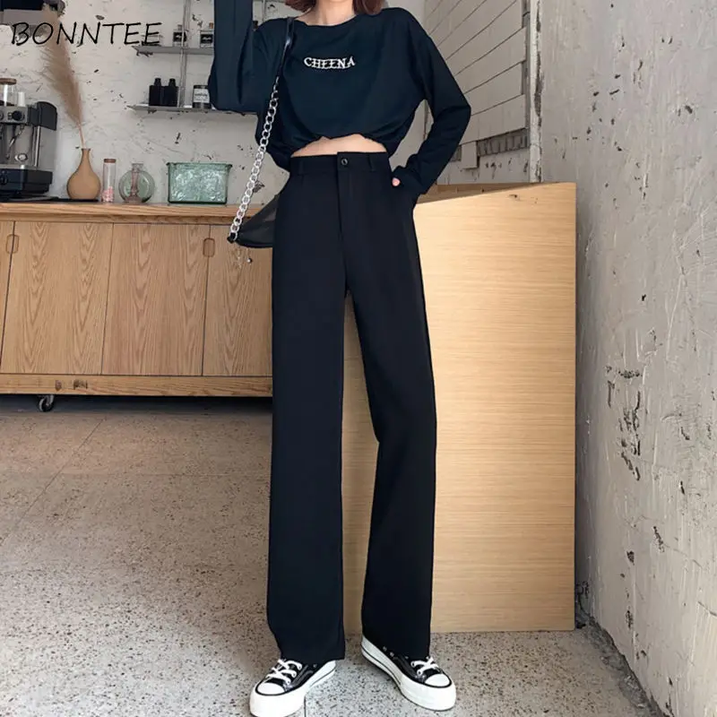 

Y2K Pants Women Casual Spring Classic Fashion Simple Zipper Fly Mujer BF Bottoms Pantalones Straight Female All-match High-waist