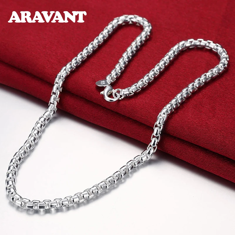 Aravant 925 Sterling Silver 8/18/20/22/24 Inch Okrągłe naszyjniki z łańcuszkiem dla mężczyzn Biżuteria ślubna dla kobiet