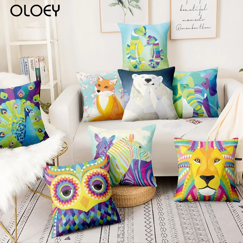 American Abstract Geometric Animal Cushion Decorative Pillows Popper Home Pillow Decoration Sofa Throw Pillow Almofada Luxo 17in