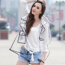 New Fashion Women's Transparent Thicken Plastic Raincoat Travel Waterproof Rainwear Adult Poncho Outdoor Rain Coat