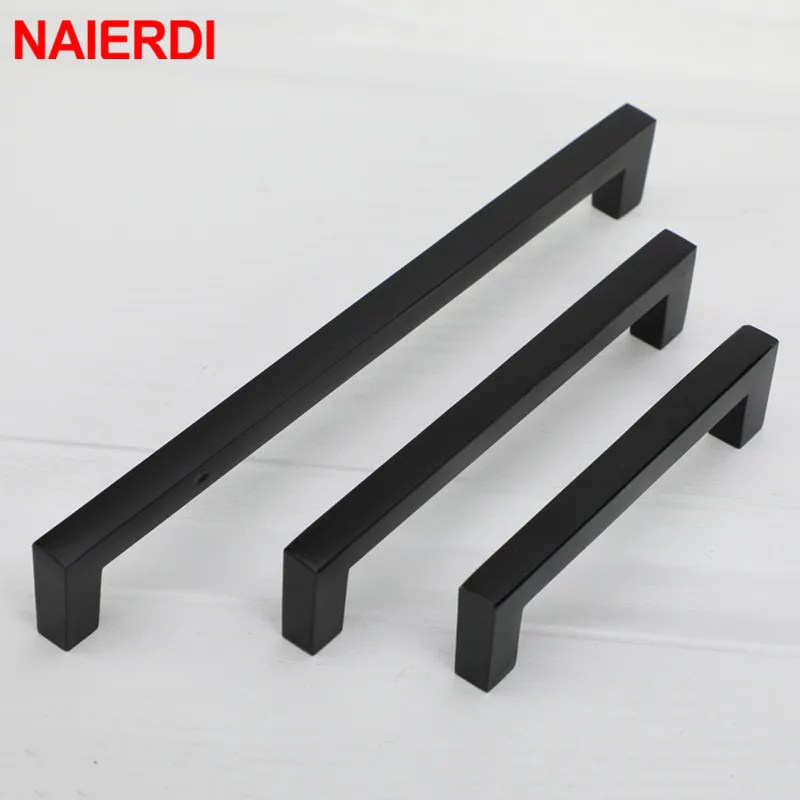 NAIERDI Kitchen Door Handles Cabinet Handles Drawer Knobs Aluminum Alloy Wardrobe Door Handles Brushed Modern Style Hardware