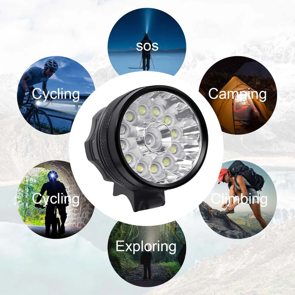 13*XML-T6 LED Bicycle Light Front Lantern 30000 Lumens Bike Headlight Cycling Head Lamp Flashlight for Outdoor Night Riding