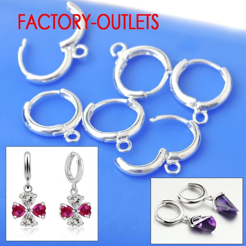 Wholesale 20PCS(10Pairs) DIY Fashion Jewelry Bridal Earrings Findings Genuine 925 Sterling Silver DIY Hoop Earrings For Women