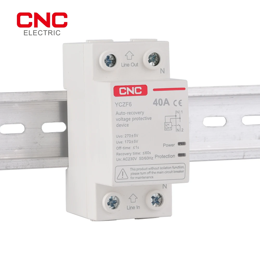 CNC AC 230V 1P+N Top out and Bottom in Self-recovery Overvoltage and Undervoltage Protector