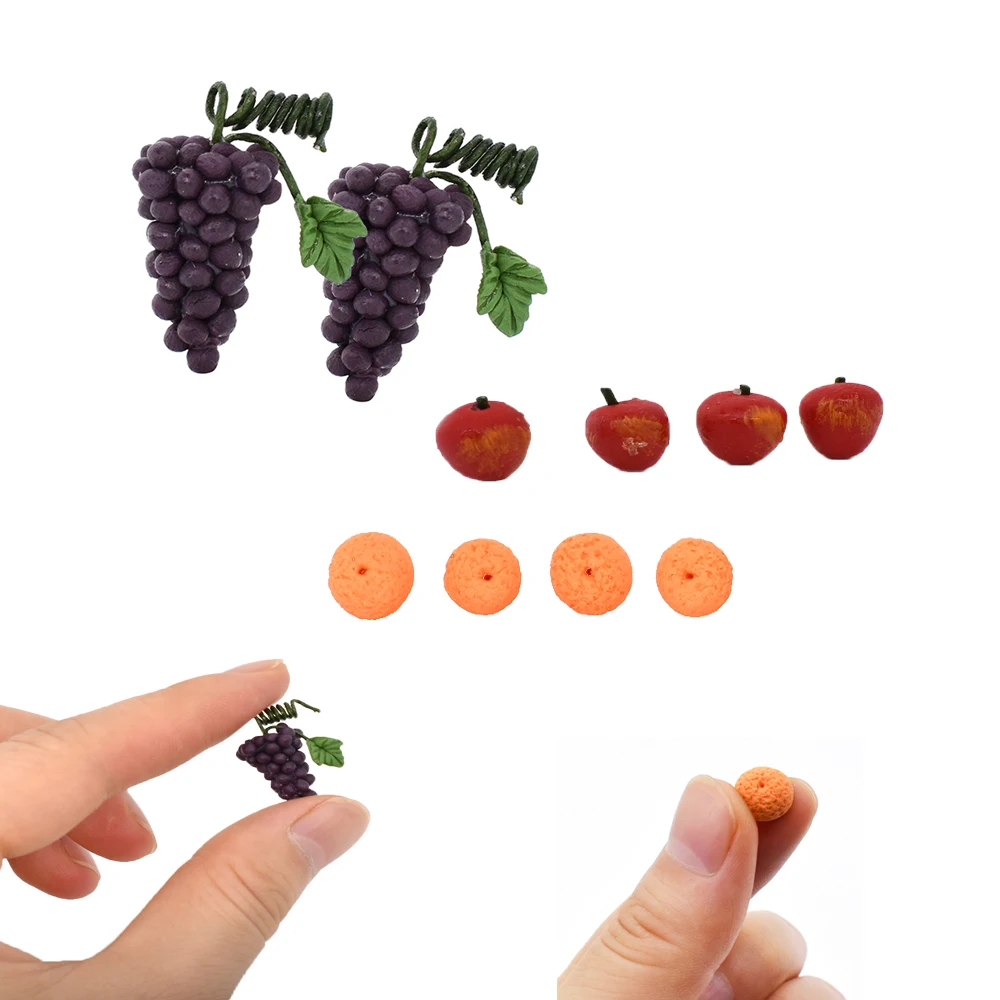 Dollhouse Miniatures Mini Food Fruit Apple Orange Grape For Doll House Accessories Diy Toy For Children