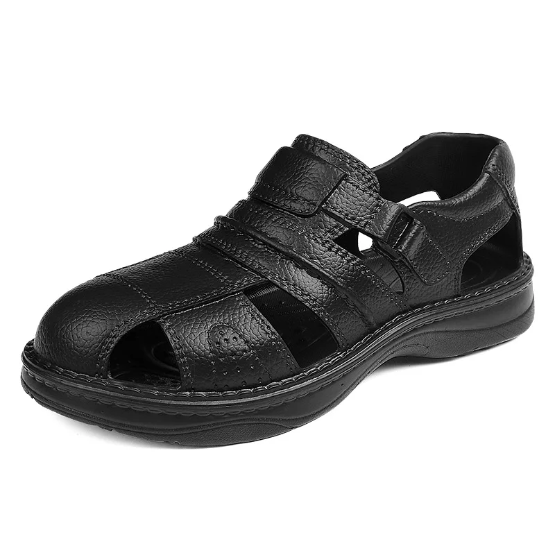 New Summer Men Sandals Outdoor Non-slip Beach PU Black Flat Fisherman Casual Shoes 2021 New2021